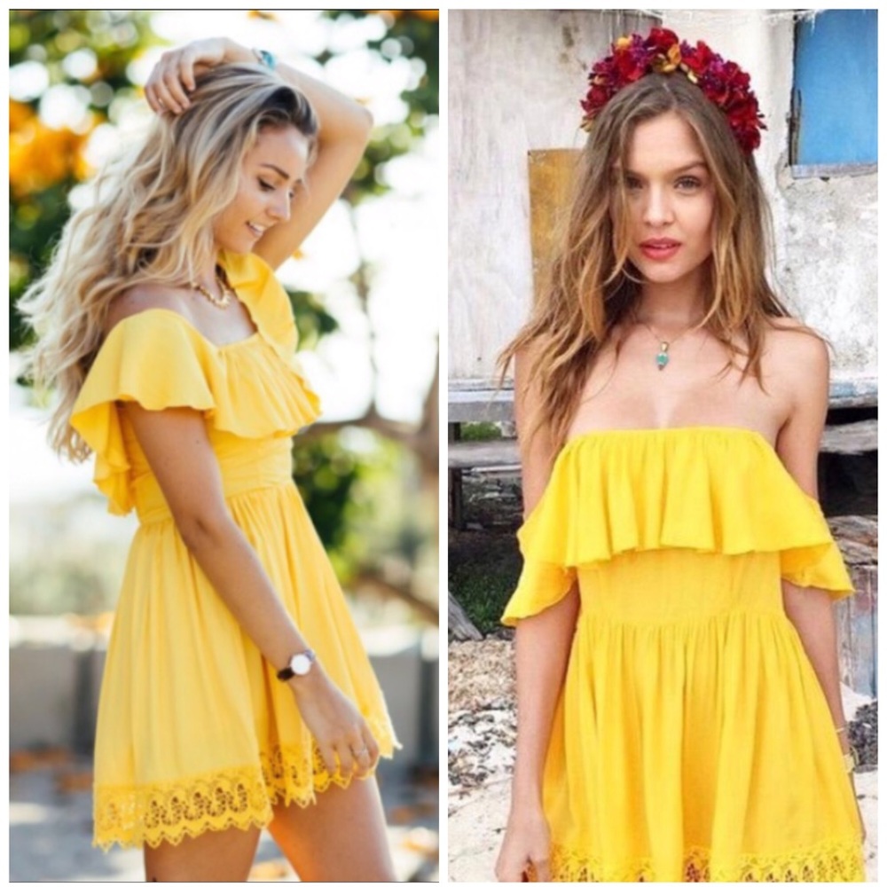 Lovers + Friends Yellow Dream Vacay Mini Dress
